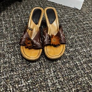 y2k wooden Floral high heels / mules